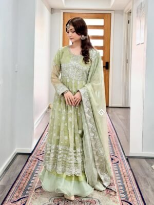Hand-Embroidered Pistachio Green Kurti