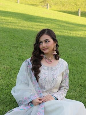 Azure Essence Hand-Embroidered Kurti